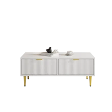 Modern White Coffee Table With Golden Accents - 白色 - 查看 2