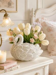 Elegant Swan Resin Succulent Planter - Exquisite White Swan Design With Delicate Feather Texture, Perfect For Succulents, Cacti And Small Plants On Windowsills, Desktops And Patios. Adds An Elegant And Charming Atmosphere, A Charming Decorative Storage Item For Beauty Lovers. - Multicolor - View 11