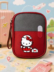 SANRIO 1pc Hello Kitty Travel Medicine Bag, Portable Zipper First Aid Storage Pouch With Wrist Strap, Suitable For Medication Storage, Home, Travel And Daily Use - Multicolor - View 10