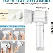 IAGREEA 5-In-1 Rechargeable Electric Cleaning Brush Set, USB Charging, Medium Stiffness, Multi-Function Handheld Brush Tool Set, Suitable For Bathroom, Kitchen, Bedroom, Living Room, Toilet - Includes 5 Brush Heads, 500mAh Battery - Handheld Scrubber - View 5