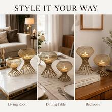 1pc Gold Wrought Iron Candle Holder With Matching Tongs, Desktop Candle Base Decor, Suitable For Halloween, Christmas, Wedding, Celebration, Bar, Restaurant Atmosphere Decoration, Indoor Home Dining Table Centerpiece, Birthday, Holiday, Housewarming Gift - Multicolor - View 8