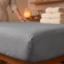 Premium 3-Piece Massage Bed Sheet Set – Ultra-Soft Wavy Embossed SPA Bedding, Includes Oversized Flat Sheet (245x150cm), Deep Pocket Fitted Sheet (192x90cm) And Face Cover, Suitable For Massage Bed, Beauty Bed, Therapy Bed, Comfortable Durable And Easy To Clean - Grey - View 6