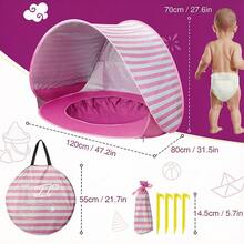 Quick Install Pop-Up Kids Beach Tent, Portable Children Sun Shade Pool Tent UPF 50+ UV Protection Canopy, Suitable For Indoor And Outdoor Use (Pool Type), Enhances Creativity And Imagination - Coral Pink - View 4