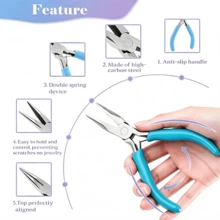1/3pcs Jewelry Pliers Set, Smooth Pointed Nose Pliers, No-Tooth No-Blade Pliers, Handmade DIY Wire Wrapping Beading Jewelry Making Tools With Ring Opener And Tweezers - Pliers - View 3