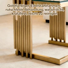 Modern Square Coffee Table Gold Clear - Side Table With Glass And Stainless Steel Frame - 金色 + 透明 - 查看 2
