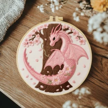 1PC 20*20cm/7.9*7.9in,The Dragon And The Flower Embroidery Kit, DIY Handmade Embroidery Set For Adult Beginners, Home Gift, Women's Sewing Gift, Including User Manual, Printed Pattern Fabric, Embroidery Frame, Needle And Thread. - The Dragon and the Flower - View 15
