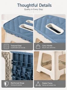 Portable Folding Stool, Durable Foldable Plastic Small Stool With Built-In Handle, Non-Slip Compact Folding Stool, Suitable For Home Indoor, Camping, Fishing, Picnic And Outdoor Travel - Multicolor - View 10