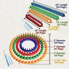 Complete Knitting Loom Kit For Beginners, Adults And Kids - 8 Size Colorful Plastic Round And Rectangular Looms Set With Tools - Easy To Knit Scarves And Hats,4 Round Knitting And 4 Long Knitting Are Optional - Round - View 9