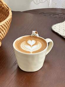 1pc Cute 3D Cat Ceramic Cup, 3D Cat Dessert Cup, Coffee Cup, Afternoon Tea Dessert Tableware, Beautiful Gift For Friends, Suitable For Home, Restaurant, Cafe, Dessert Shop, Gathering, Party - Beige - View 2
