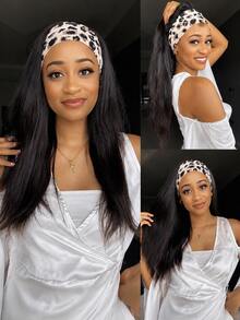 ARABELLA 100% Human Hair Straight Natural Color Hairband Wig, Ready-To-Wear Breathable Machine-Made Cap, Suitable For Beginners, Natural Style Women's Wig - SNatural - View 6