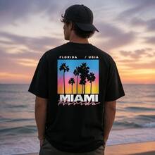 camiseta miami,camisetas para hombre,ropa de verano,streetwear,tops de algodón,camiseta blanca holgada,camiseta personalizada,camiseta negra,regalo para hombre,swag,top negro - Negro - Ver 2