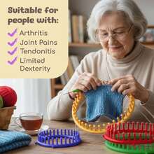 Complete Knitting Loom Kit For Beginners, Adults And Kids - 8 Size Colorful Plastic Round And Rectangular Looms Set With Tools - Easy To Knit Scarves And Hats,4 Round Knitting And 4 Long Knitting Are Optional - Round - View 3