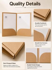 1Pc Multi‑Color A4 Paper File Folder, Double Pocket Document Organizer, Blank Cardboard Paper Portfolio, Label‑Ready Paper Storage Folder, Back‑To‑School Must‑Have, Study & Campus Supplies, Hot Practical Office Desktop Accessory - Multiple Styles - View 8