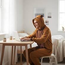 nerd hunters Plush Kigurumi Pajamas Cosplay Costume Capibara - Brown - View 5