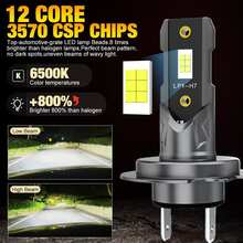 HYNBYZJ 2PCS H7 LED Headlight Bulb 22000LM 12PCS CSP 3570 Car Headlamp Auto Mini CanBus H7 Led Bulb Turbo Light 6500K 12V 110W - A - View 3