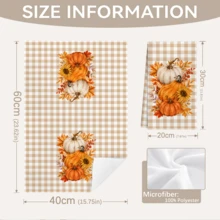 MEMNUN 2件格紋向日葵南瓜莓果印花廚房抹布洗碗布，超細纖維聚酯纖維材質，感恩秋季裝飾手巾，感恩節居家裝飾、廚房裝飾、秋季裝飾，適用於餐廳廚房居家裝飾與送禮，40*60cm/45*70cm - 彩色 - 查看 5