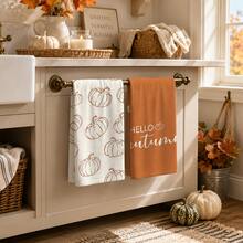 2/4/6pcs Pumpkin Pattern Printed Kitchen Towels, Super Soft Microfiber Highly Absorbent Tea Towels, Dish Cloths, Cleaning Towels, Hand Towels, Suitable For Cooking, Baking, Wiping Cleaning And Kitchen Decor, Kitchen Accessories, Daily Essentials - Multicolor - View 2
