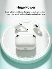 TWS True Wireless Bluetooth Earbuds, HiFi Stereo Headphones, Noise Cancelling Sports Earphones With Microphone, Compatible With Smartphones - White - View 2