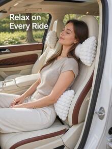 Bubble Bow Car Neck Pillow & Lumbar Support Cushion, Plush Car Seat ...