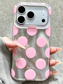 Shiny Sequin Polka Dot Asymmetrical Water Ripple Glossy IMD Phone Case, Compatible With IPhone 18 Pro Max 18 Pro 17 Pro Max 17 Pro 16 Pro Max 15 Pro Max 14 Pro Max 13 Pro Max 16 15 14 Plus 13 12 Pro 11, Cute Pink Glossy Soft Shell, Fashion Y2K Girl Gift - Pink Polka Dots - View 2