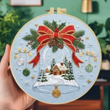 1件 20*20cm/7.9*7.9in聖誕系列刺繡套件,DIY手工刺繡套裝,適合成人初學者,居家禮物、女性縫藝禮物,含使用說明書、印花布料、刺繡框、針與線 - 聖誕節系列 - 查看 14