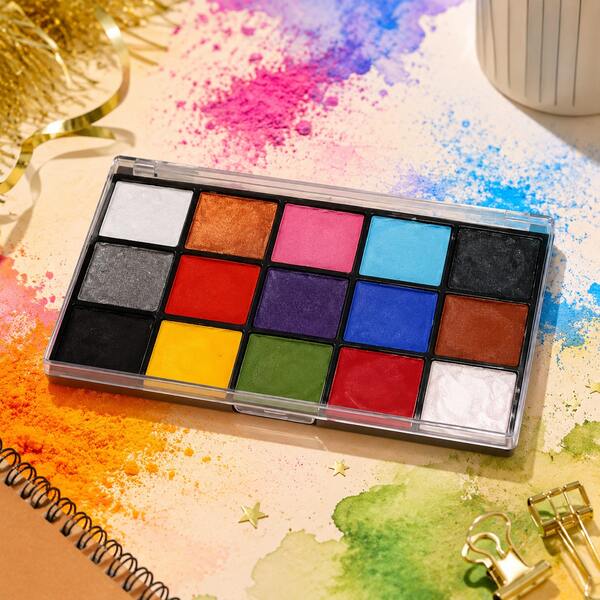 15 Colors Watercolor Paints, Add Water To Use, Rich Colors And High Saturation, Painting Supplies, Suitable For Painting, Halloween, Christmas, Art Activities, Painting Creation, Carnival, School Supplies, Office Supplies