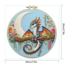 1PC 20*20cm/7.9*7.9in,The Dragon And The Flower Embroidery Kit, DIY Handmade Embroidery Set For Adult Beginners, Home Gift, Women's Sewing Gift, Including User Manual, Printed Pattern Fabric, Embroidery Frame, Needle And Thread. - The Dragon and the Flower - View 4
