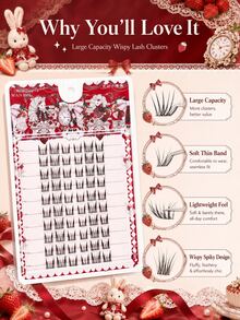 WANPIN WAN PIN Cute Rabbit Style Lightweight False Eyelashes, Natural Voluminous Fairy Style Faux Cluster Lashes, Large Capacity Natural Look, 9-12mm Length, C Curl, Natural Eye Makeup Effect - C - View 3