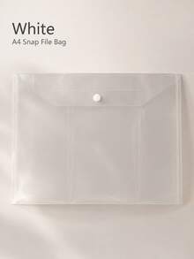 1pc A4 Transparent Plastic Snap Button File Folder, 5 Colors Available, Thickened Large Capacity Document Storage Bag, Essential Back To School Office Stationery Organizer - Multiple Styles - View 7