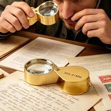 1-3pcs 30x Magnifying Glass High Definition Jade, Emerald, Coin, Antique Appraisal Full Metal Folding Portable Jewelry Loupe 30x21mm - 30X21 Silver - View 3