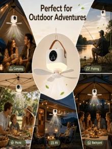 Portable Hanging Tent Fan With Ultra-Bright LED Light, Rechargeable Large Battery Mini Hanging Fan, 4-Speed Wind, Timer And Remote Control, Type-C Fast Charging Quiet Brushless Fan, Suitable For Dorm, Bedroom, Backyard And Garden - 1 - View 5