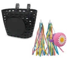 3pcs/Set Bicycle Basket Set, Bicycle Basket, Bicycle Bell, Handlebar Tassel, Bicycle Accessories - Multicolor - View 2