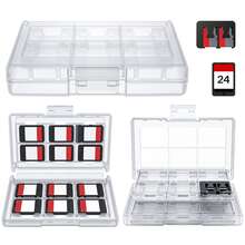 24格遊戲卡匣收納盒，相容Switch，磨砂硬塑膠卡匣儲存盒，附2個MicroSD卡槽，輕量便攜旅行收納盒 - 查看 1