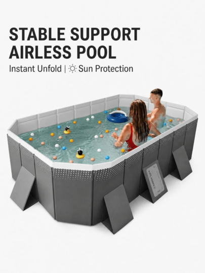 Milky Way Foldable Outdoor Swimming Pool Non-Inflatable Frame Thickened Support Kids & Adults Backyard Garden Blue Portable Pool