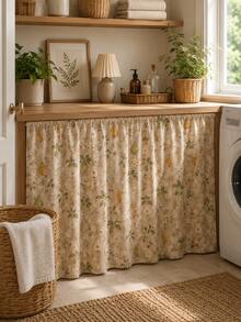 Rok Wastafel Motif Kebun Buah Pir Vintage, Tirai Penutup Meja Rias Kamar Mandi Gaya Rumah Pertanian Krem, Kain Dekorasi Kabinet Bergelombang dengan Pola Bunga Buah untuk Penyimpanan Dapur Kamar Mandi dan Penataan Rumah Musim Gugur - MultiWarna - View 7