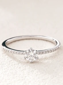 1pc S925 Sterling Silver Women's Ring 4.5mm Round Moissanite Ring Women's Wedding Engagement Jewelry Fashion Jewelry Accessory For Daily Wear Dating Valentine's Day Halloween Christmas Birthday Anniversary Gift - 1 Pc 4.5mm - View 7