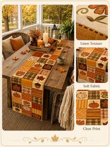 1 buah Taplak Meja Thanksgiving 72 Inci, Taplak Meja Patchwork Daun Maple Musim Gugur, Dekorasi Meja Gaya Rumah Pertanian Tampilan Linen, Dekorasi Ruang Makan Musim Gugur Pedesaan untuk Dapur, Rumah, Pesta, Hiasan Tengah Meja Festival Panen - MultiWarna - View 3