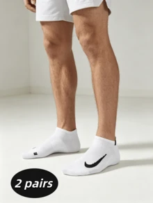 Nike Comfortable Breathable Casual Versatile Daily Commute Running Ankle Socks Unisex White 2-Pack - White - View 1