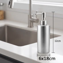 304不鏽鋼皂液器瓶，可補充式洗手液泵液體乳液容器，現代廚房浴室洗手台配件，檯面收納家居裝飾洗手液瓶，大容量 250ml 350ml 550ml - 銀色 - 查看 18