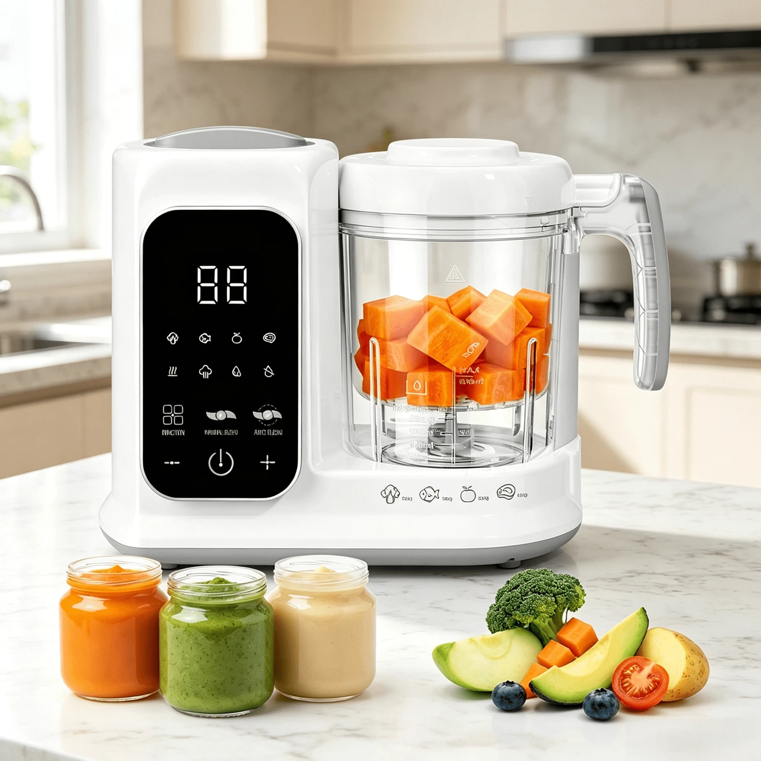 Baby Food Maker With Large Steam Basket Onestep,Baby Food Processor Steamer With Grinding, Auto Cooking & Sterili-Zing,Healthy Homemade Baby Food
