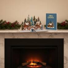 2026 Unique 3D Pop-Up Christmas Card, Winter Snow Scene House Pattern, Christmas Holiday Desktop Decoration Gift, For Friends, Family, Teachers. - Multicolor - View 2