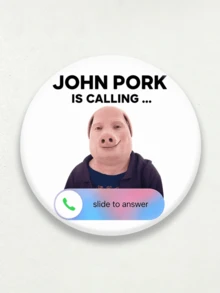 Funny John Pork Badge: Niche Pig God Meme Brooch Pin, Backpack And Clothing Animal Accessory, Quirky Jewelry Gift - Multicolor - View 10