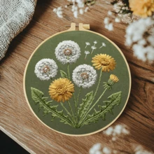 1PC 20*20cm/7.9*7.9in,The Beautiful Dandelion Embroidery Kit, DIY Handmade Embroidery Set For Adult Beginners, Home Gift, Women's Sewing Gift, Including User Manual, Printed Pattern Fabric, Embroidery Frame, Needle And Thread. - The Beautiful Dandelion - View 5