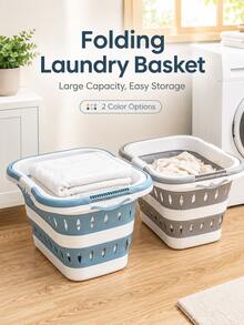 1pc Foldable Large Capacity Laundry Basket - Waterproof Laundry Basket Storage Tool Suitable For Dormitory, Bedroom, Bathroom - Convenient And Practical,Laundry Basket,Washing Basket,Laundry Bag,Room Decration,Home Accessories,Holiday Essential - View 4