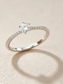 1pc S925 Sterling Silver Women's Ring 4.5mm Round Moissanite Ring Women's Wedding Engagement Jewelry Fashion Jewelry Accessory For Daily Wear Dating Valentine's Day Halloween Christmas Birthday Anniversary Gift - 1 Pc 4.5mm - View 2