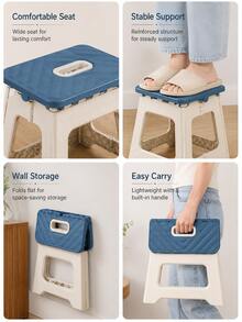 Portable Folding Stool, Durable Foldable Plastic Small Stool With Built-In Handle, Non-Slip Compact Folding Stool, Suitable For Home Indoor, Camping, Fishing, Picnic And Outdoor Travel - Multicolor - View 4
