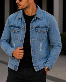 Men's Iron Button Twill Jacket - Azul lavado medio - Ver 5