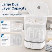 Baby Bottle Sterilizer, 8-Min Fast Sterilization With 360° Steam, Double-Layer Design, One-Button Operation, For Home & Travel & Baby Shower Gift - White - View 5