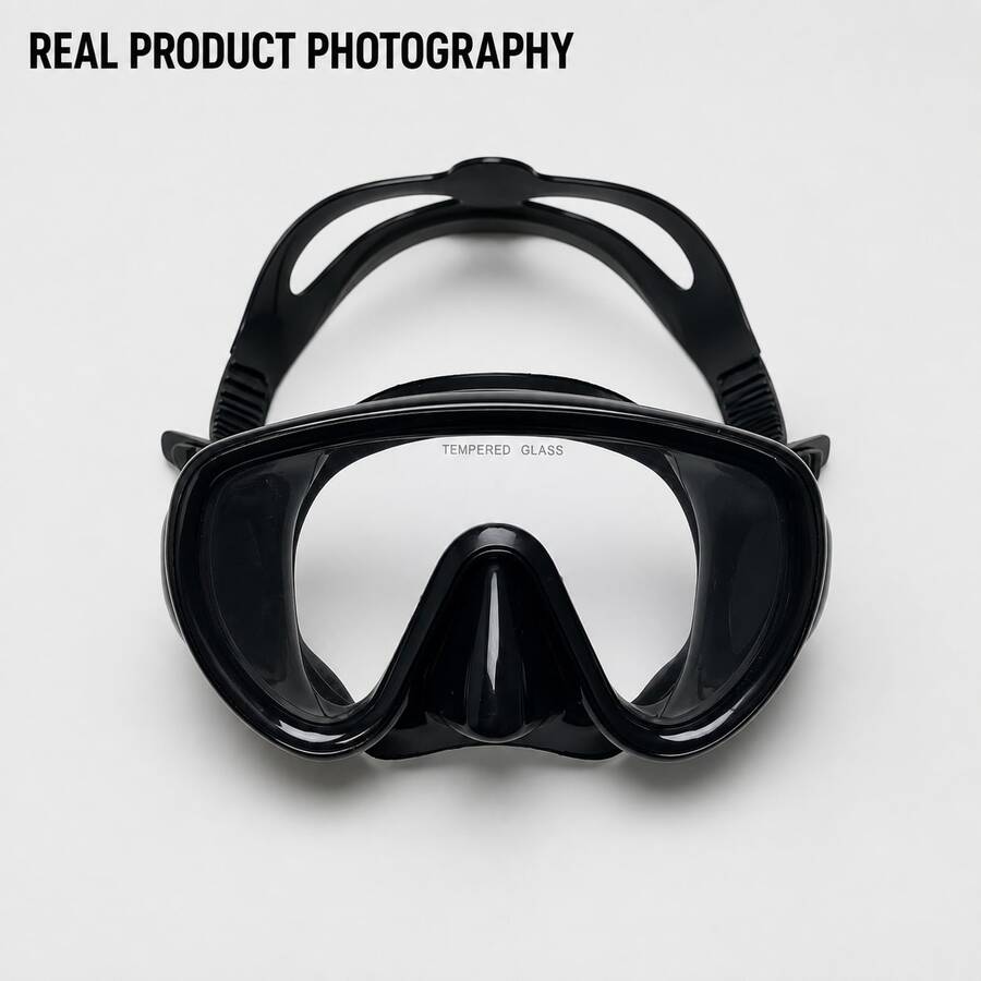 1 buah Masker Selam Unisex untuk Remaja & Dewasa dengan Bidang Pandang Luas, Lensa Tunggal, Bingkai Besar, Rok Silikon Lembut, Kaca Tempered, Desain Tali yang Dapat Diatur, Cocok untuk Snorkeling di Pantai, Selam Bebas, Latihan di Kolam Renang, dan Eksplorasi Bawah Air - Hitam - View 1