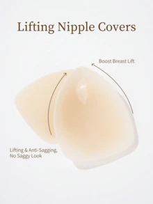 1 Pair Ultra-Thin Solid Color Silicone Breast Lift Tape, Invisible Seamless Water Drop Shaped Breast Pads - Multicolor - View 4
